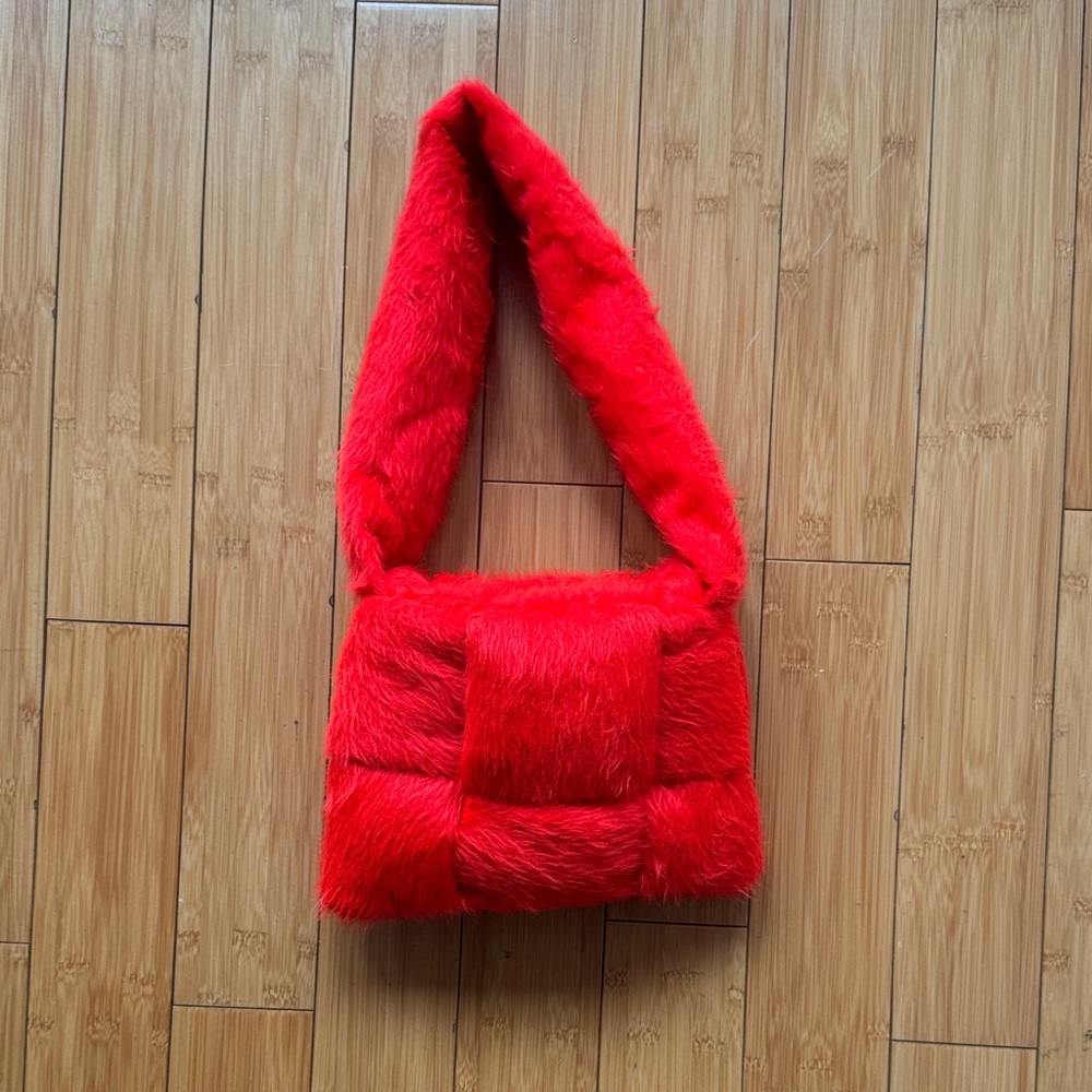 Vibrant Red Faux Fur Mini Bag
